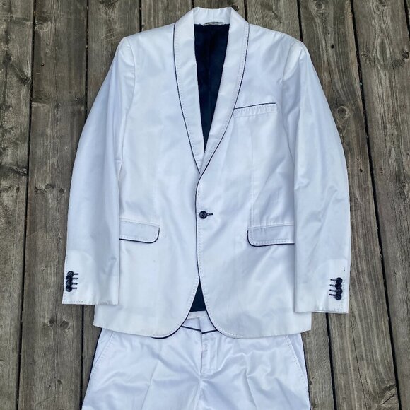Dolce & Gabbana White Tuxedo Suit Jacket Wedding Suit & Pants Size 44R Size 36W - Picture 1 of 16